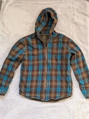 Boys Colorful Planet Plaid Hooded Fleece Lined Zip Jacket XL 14/16